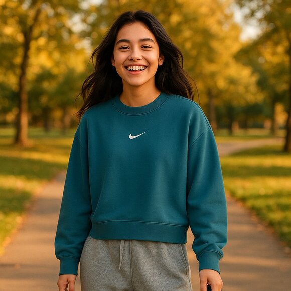 Nike Tops - Nike Oversized Blue Athleisure Cotton Sweatshirt Women's Large Cozy Fleece Soft